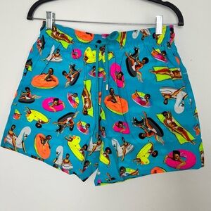 Vilebrequin Turquoise Swim Shorts with Colorful Print
